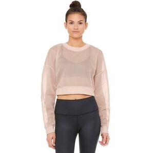 Alo Yoga Row Mesh Sheer Cropped Pullover Sweatshirt